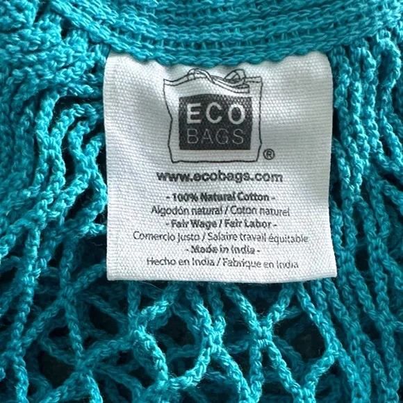 Chic Teal Mesh Eco Bags Tote Bag - Picture 5 of 5